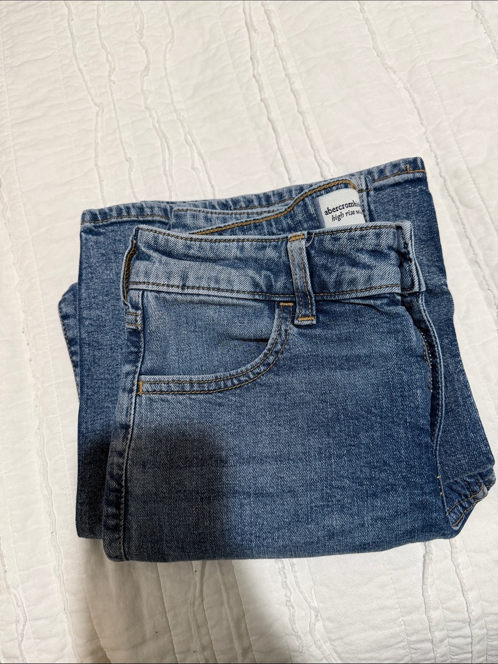 Abercrombie Kids Blue High-Rise Wide Leg Jeans for Kids size 11–12